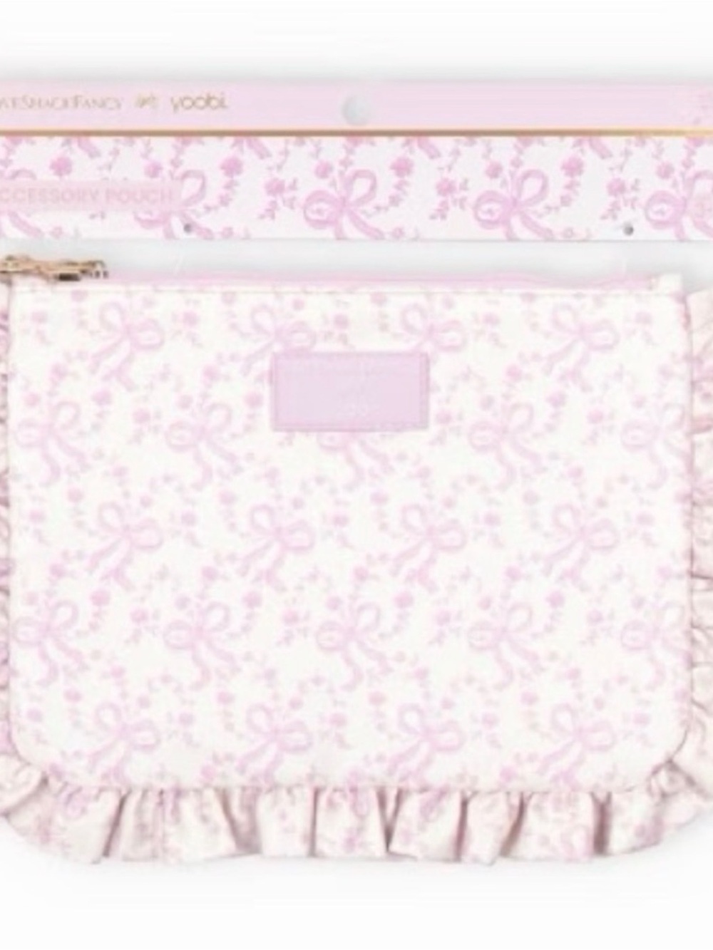 LoveShackFancy x yoobi cosmetic bag